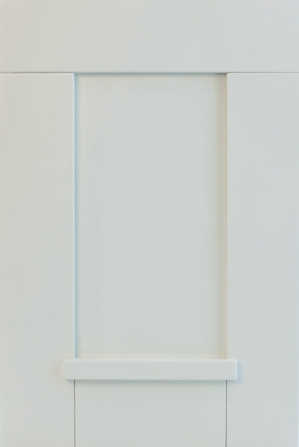 Plain white cabinet door with handle.