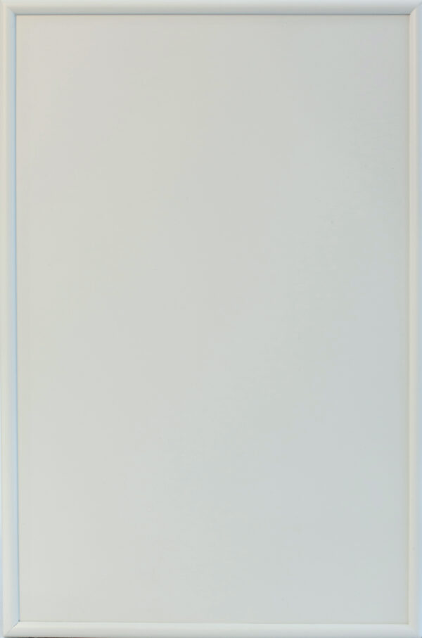 Blank white picture frame on a light background.