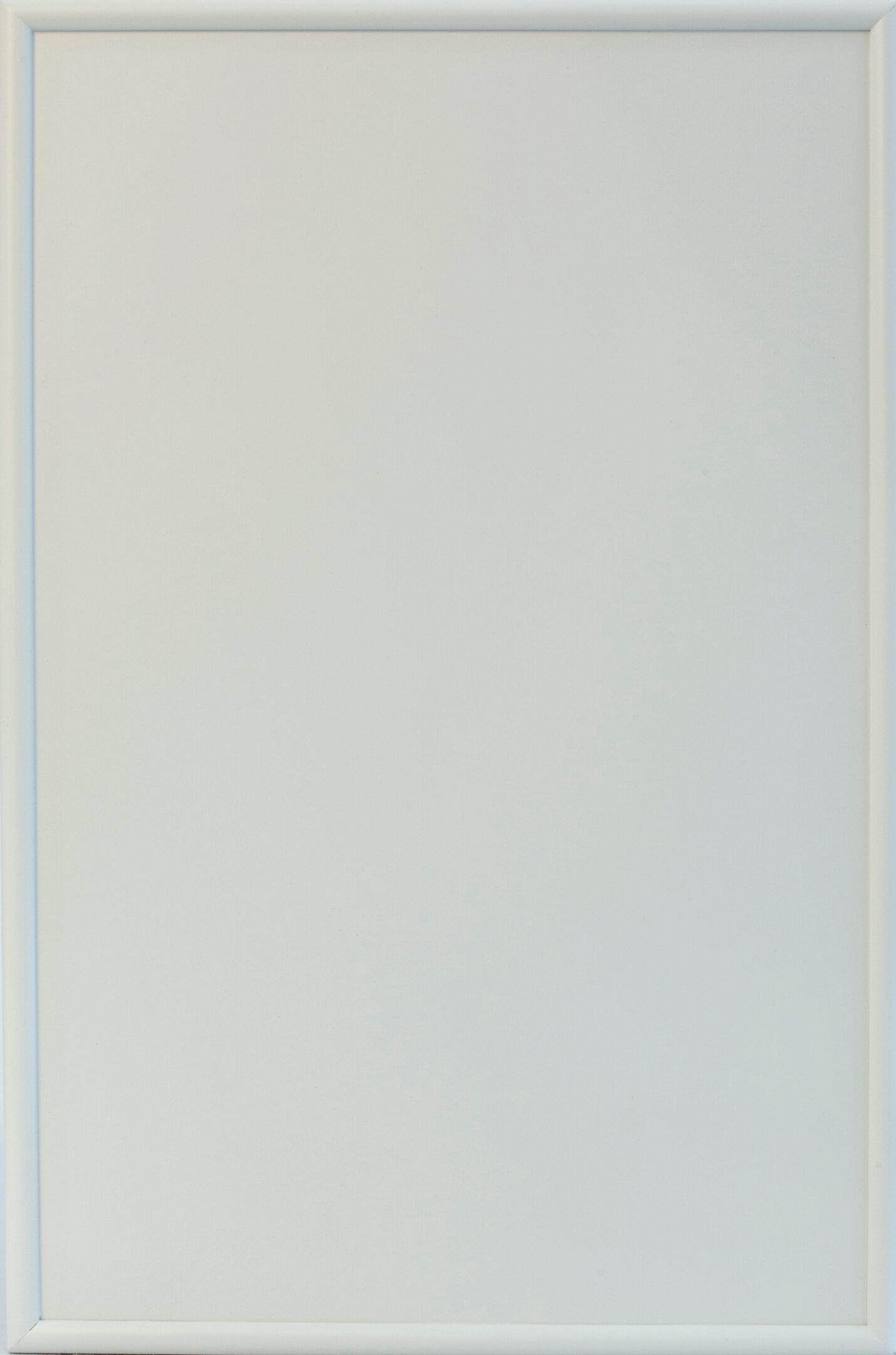 Blank white picture frame on a light background.